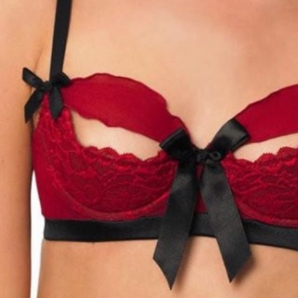 Bluebella Red and Black Lace Bra with Panties Set - Picture 6 of 15